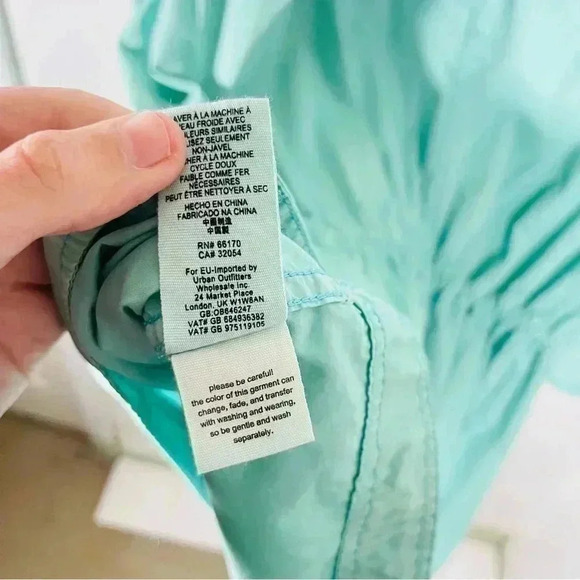 Free People Poplin Lace Pullover Jacket Sky Teal Rain Anorak Boho Outerwear - Picture 8 of 9